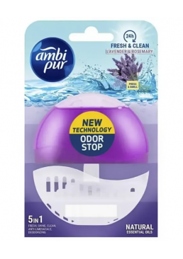 Підвісний блок для туалету Ambi Pur Odor Stop 5в1 Лаванда і розмарин, 55 мл